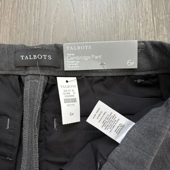 Talbots Womens Sz 6P Gray Cambridge Pants Pull On NWT Stretch Career Academia - Picture 2 of 9